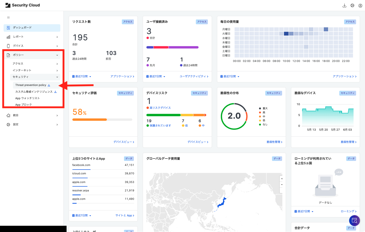 Threat Prevention Policy へ移動